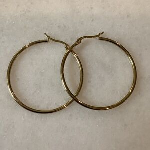 Steeltime Classic Gold Hoop Earrings, Brand New